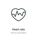 Heart rate outline vector icon. Thin line black heart rate icon, flat vector simple element illustration from editable activities Royalty Free Stock Photo