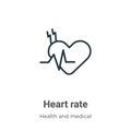 Heart rate outline vector icon. Thin line black heart rate icon, flat vector simple element illustration from editable health and Royalty Free Stock Photo