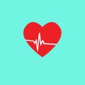 Heart rate pulse icon medical vector illustration blue background.