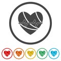 Heart rate ring icon, color set Royalty Free Stock Photo