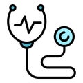 Heart rate stethoscope icon color outline vector Royalty Free Stock Photo