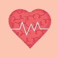 Heart with rate texture tonal style icon in white background