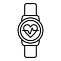 Heart rate tracker icon outline vector. Watch app