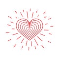 Heart and rays. Creative design concept for valentines day, mothers day, greeting cards for woman s day, declaration of