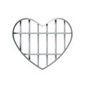 Heart Realistic prison iron interior. Jail cell modern with bars. lattice. Detention centre cell metallic. Isolated grid. Vector