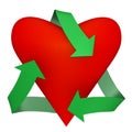 A heart with recycle symbol - 3d image Royalty Free Stock Photo