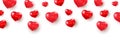 Heart red balloon border. Celebration background. Realistic red balloons shape heart frame. Happy Valentine`s Day Royalty Free Stock Photo