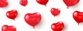 Heart red balloons long banner. Realistic foil balloon shape heart. Celebration background. Happy Valentine`s Day Royalty Free Stock Photo