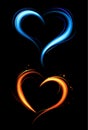Heart from red and blue fire Royalty Free Stock Photo