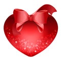 Heart with red bow isolated on white background Royalty Free Stock Photo