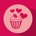 heart red cartoon cupcake strawberry icon design