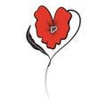 Heart of the red flower poppy valentine love logo tattoo vector