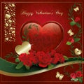 Happy Valentine`s Day - Heart Red Gold collection Royalty Free Stock Photo