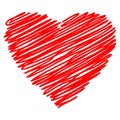 Heart red hand drawn sketch vector