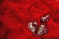 Heart Red Luxe brooch, Cinderella shoes, wedding background with Hand Made Bridal Jewelry