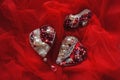 Heart Red Luxe brooch, Cinderella shoes, wedding background with Hand Made Bridal Jewelry