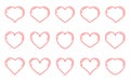 Heart red outline love Valentine icon vector set Royalty Free Stock Photo