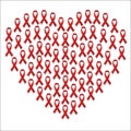 Heart with red ribbon aids icon collection