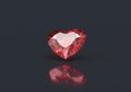 Heart Red Ruby Diamond isolated on dark background