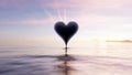 Heart reflection in water at sunset. Valentines day Royalty Free Stock Photo