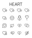 Heart related vector icon set