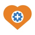 Heart, repair, cardiology, gear, treatment, surgery, tools icon. Simple vector sketch