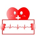 Heart rhythm ekg. Heart icon with ekg line, Vector design