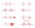 heart rhythm set, Electrocardiogram, ECG - EKG signal, Heart Beat pulse line concept design isolated on white background Royalty Free Stock Photo