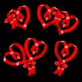 Heart of ribbon set of vector symbols.