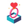 heart ring in gift box valintine day vector Royalty Free Stock Photo