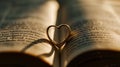 Heart ring shadow on open book pages Royalty Free Stock Photo