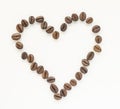 Heart of coffe beans Royalty Free Stock Photo