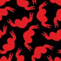 Heart rock hand sign seamless pattern. Background for rock club.