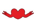 Heart rock logo. Rock and roll hand. Musical emblem