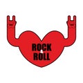 Heart rock logo. Rock and roll hand. Musical emblem