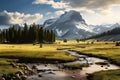 The Rocky Mountains, a beauty of Yellowstone National Park. AI Generated Royalty Free Stock Photo