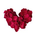 Heart of Rose Petals. Heart Made From Red Rose Petals Isolated on White Background Royalty Free Stock Photo