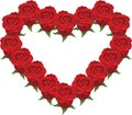 An illustration of the outline of the heart is laid out of red roses