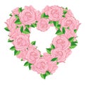 Heart of roses on a white background Royalty Free Stock Photo