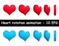 Heart rotation animation vector illustration Royalty Free Stock Photo