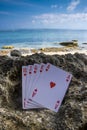 heart royal flush poker card gamble beach