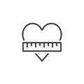 Heart and ruler outline icon