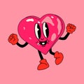 Heart. 30s cartoon mascot character 40s, 50s, 60s old animation style