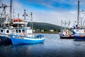 Heart\'s Content Newfoundland Canada, September 25 2022: Fishing boats moored at a small Atlantic fishing community Royalty Free Stock Photo