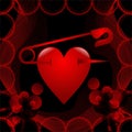 Heart and safety pin Royalty Free Stock Photo