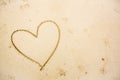 A heart in the sand on the beach.heart drawn on sand. Royalty Free Stock Photo