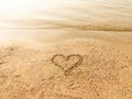 Heart on the sand of the beach