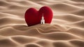 heart on the sand A sand wave background with a heart and a stone tower on it. The background is sandy Royalty Free Stock Photo