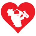 Heart and saxophonist. I love playing the saxaphone.