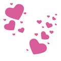 Heart scattering of pink cute hearts, decoration isolate design